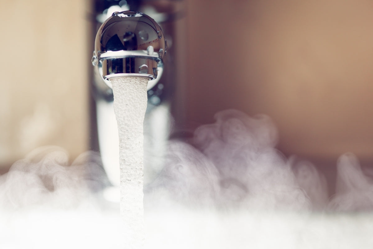 A steamy sink faucet