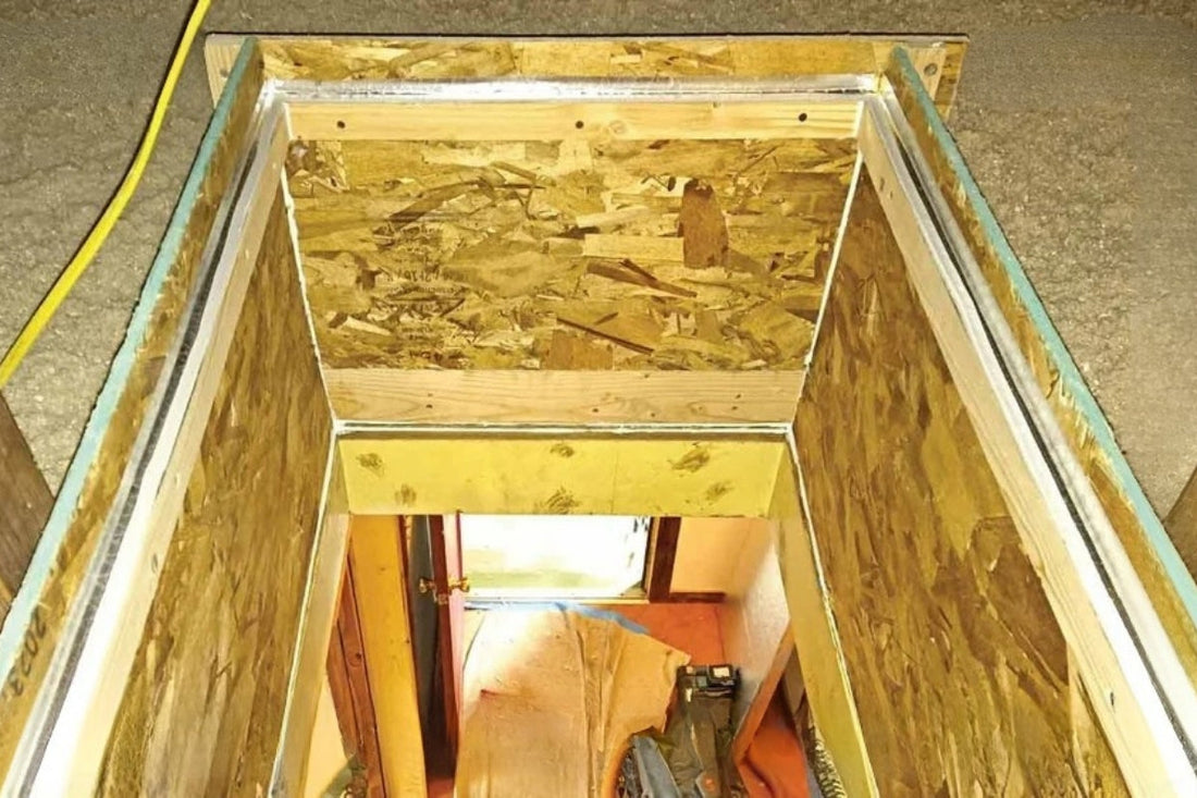 Looking down into the house through the open attic hatch.